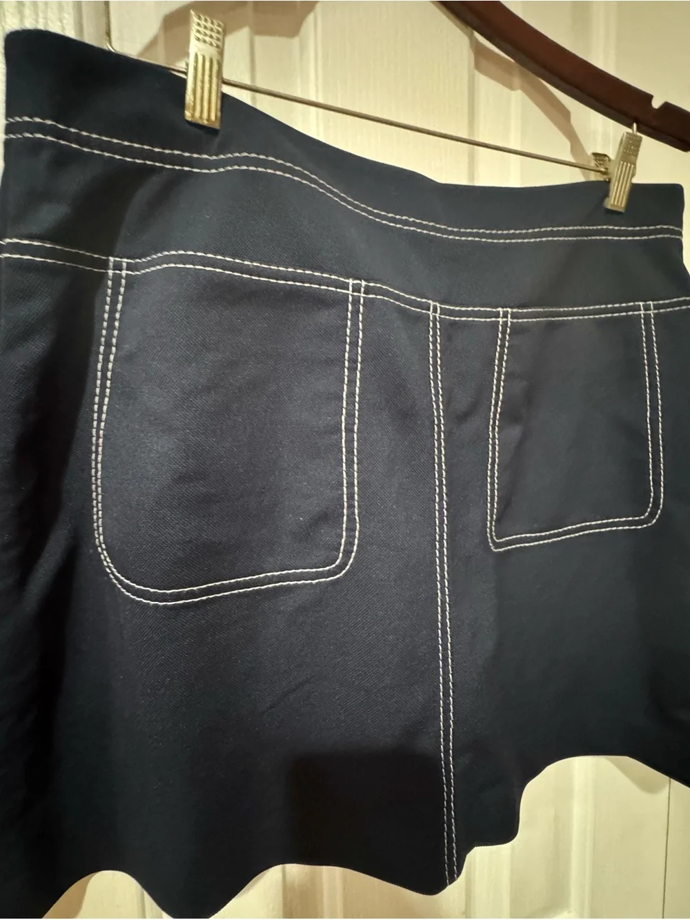 Tory Burch Navy Mini Skort with White Contrast Stitching